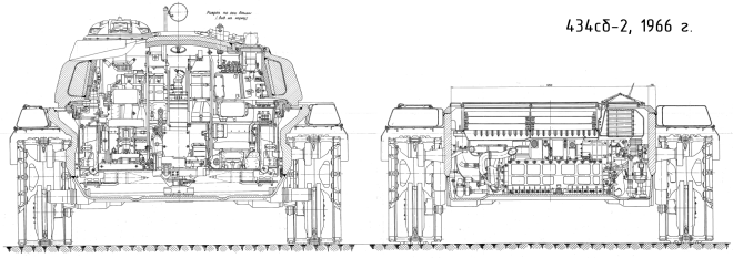 Объект 434. Поперечные разрезы 434сб-2, 1966 г.