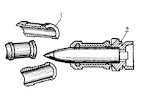 Рис. 30. Подкалиберный снаряд с отделяющейся оболочкой